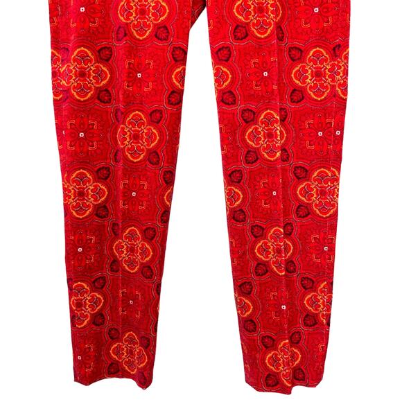 J. McLaughlin Red Orange Moroccan Print Velour Pants Womens 8 - Picture 5 of 6
